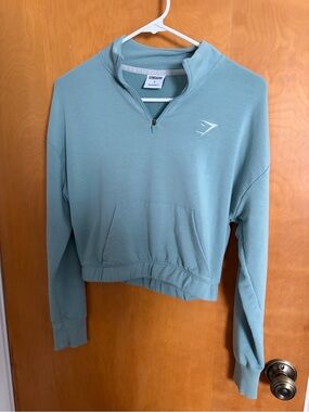 Gymshark Women's Seafoam Cropped Half-Zip Pullover